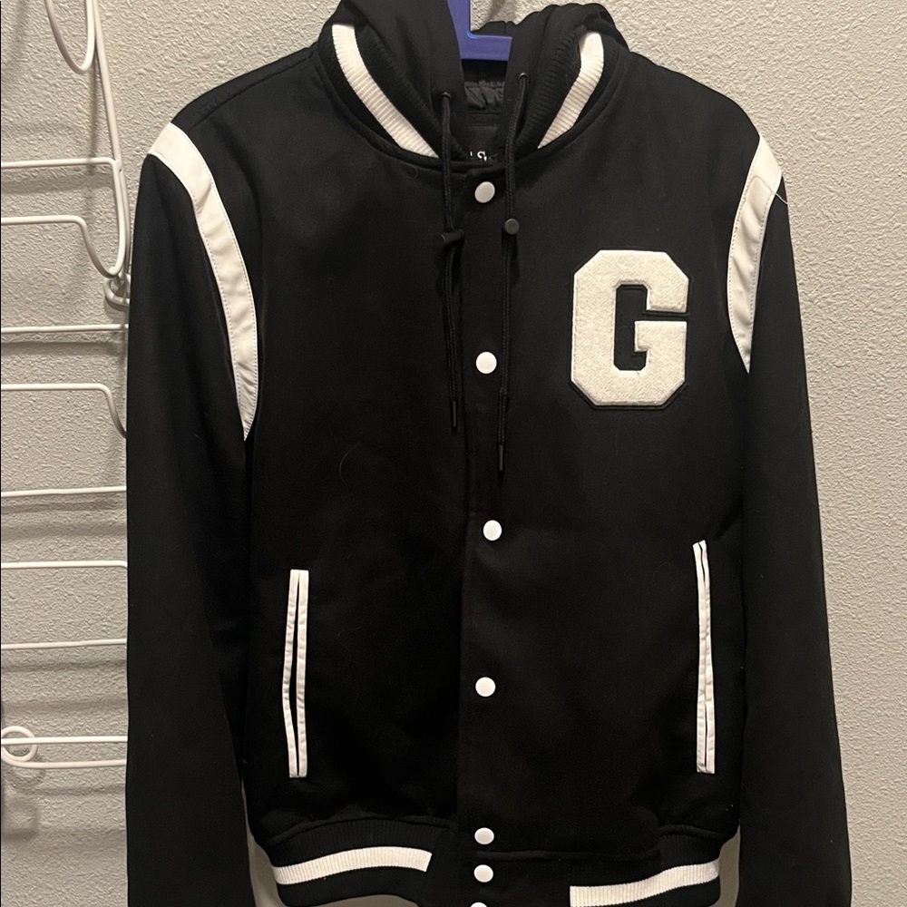 Black and White GUESS Varsity Jacket